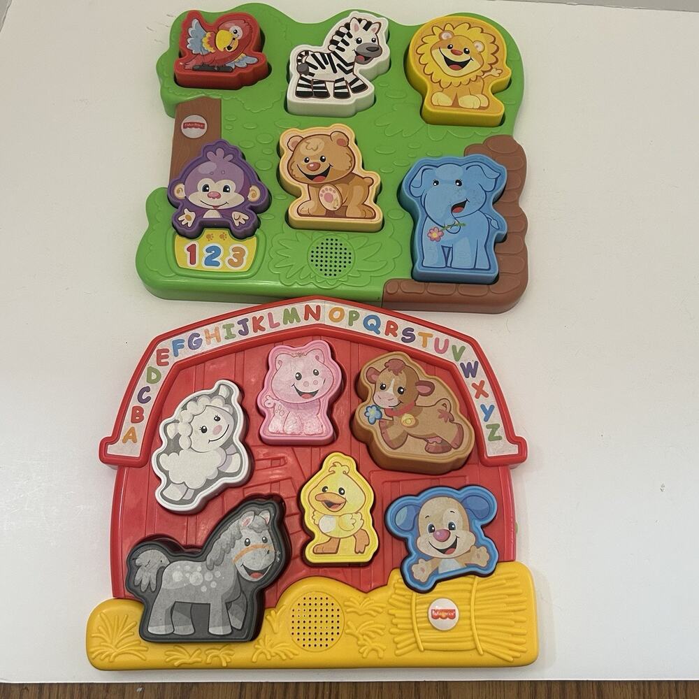 Fisher Price Animal Puzzle with Sound Toy Lot Baby Toddler Shape Sorter Set